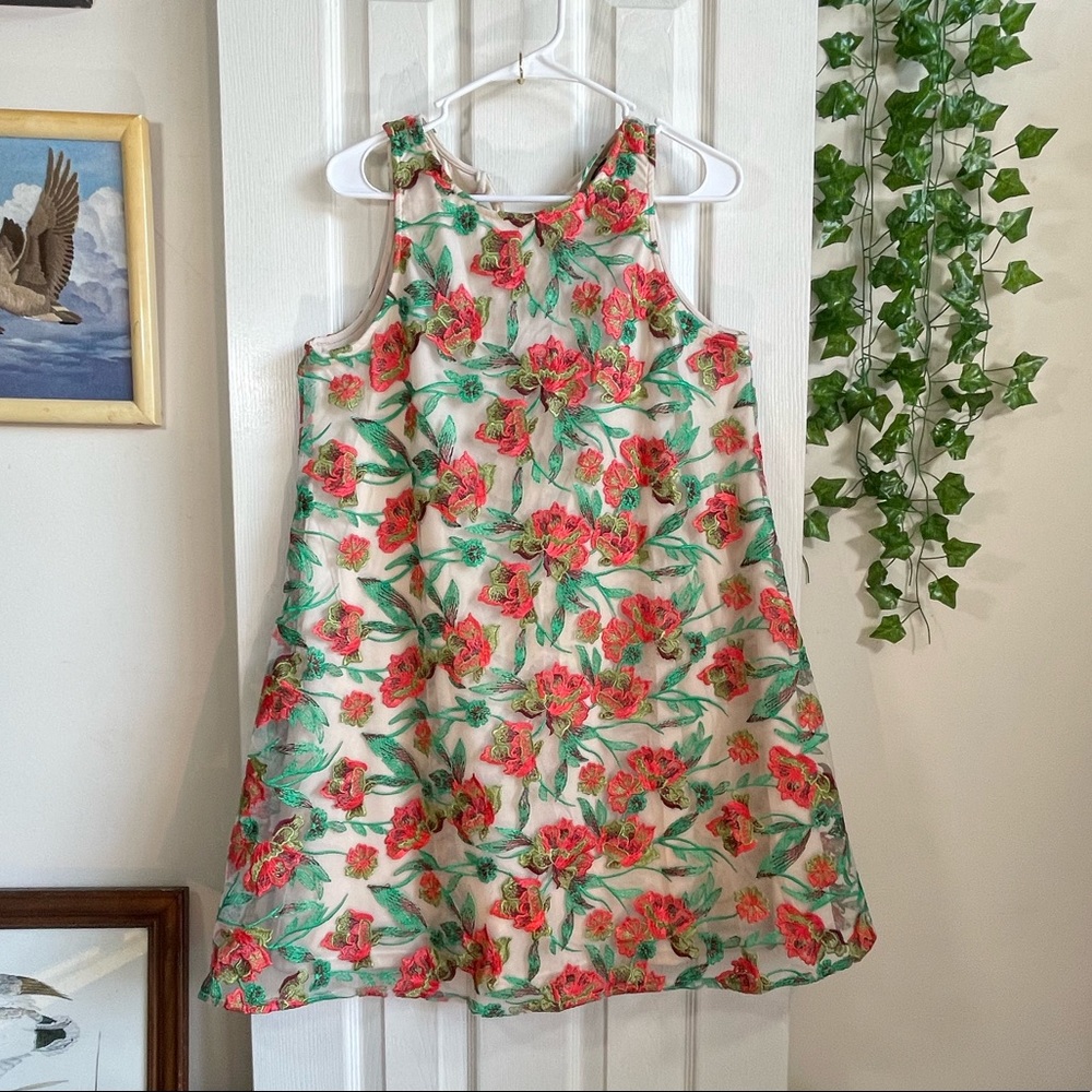 Floral Embroidered Beige By Eci Dress Size Medium